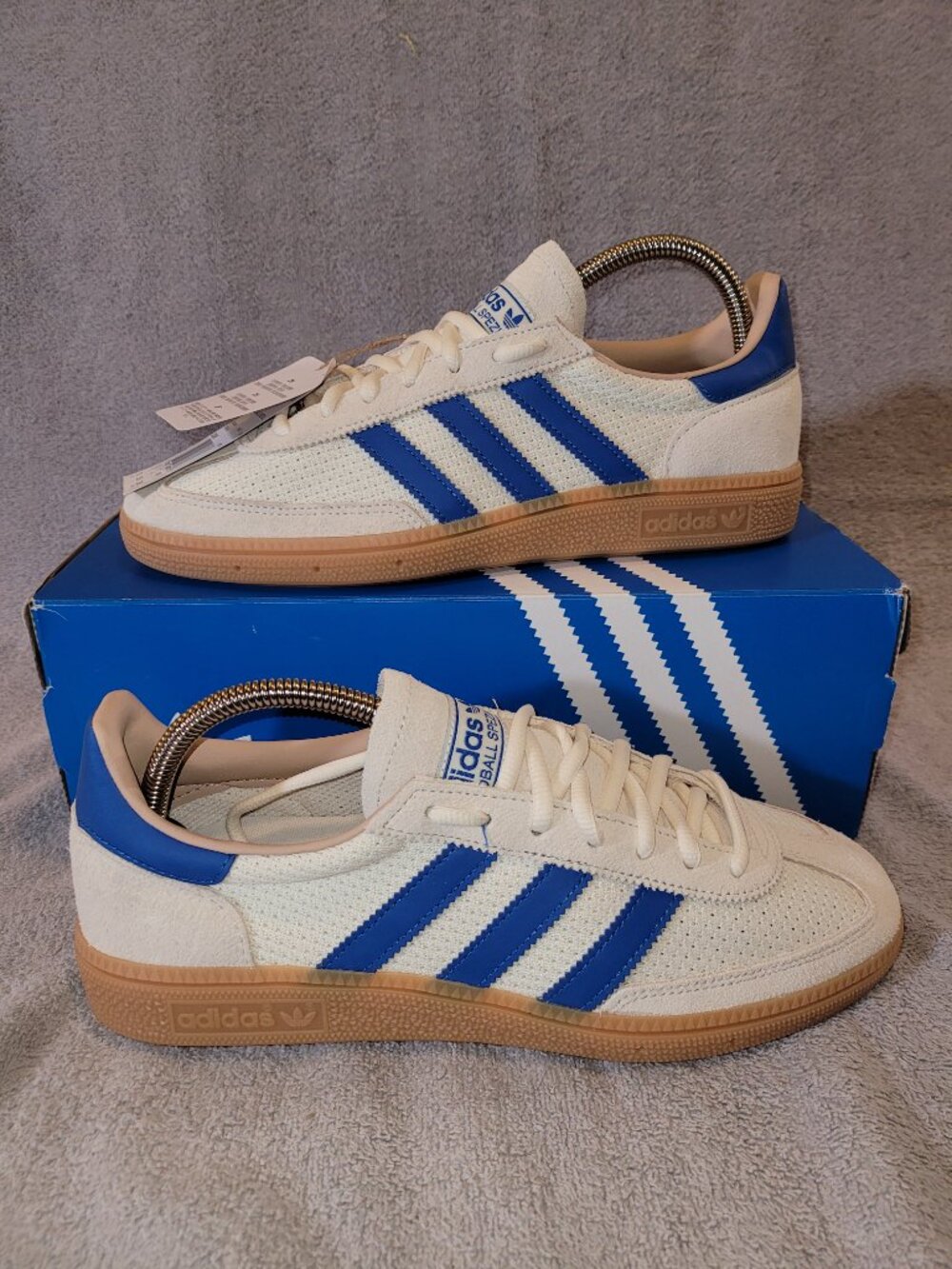 Adidas Handball Spezial Cream White Blue Tan Gum Sneakers JS3865 Men’s Size 7.5